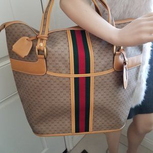 Vintage Gucci Supreme Large Travel Tote with lock/key/tag